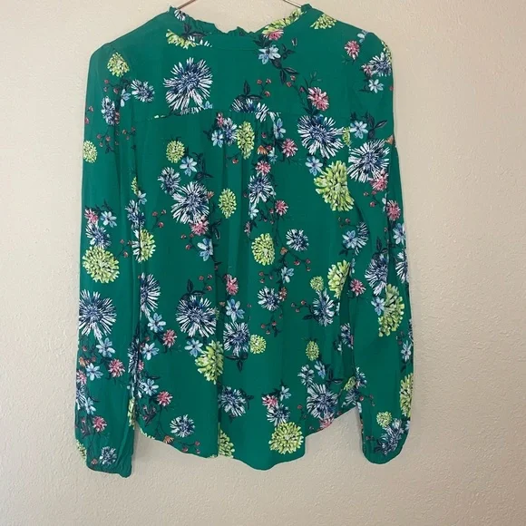 LOFT Green Floral Print Blouse - Picture 5 of 5